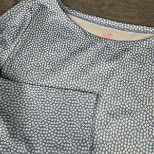 Vineyard Vines Shirt Womens Small Blue White Geo Print 3/4 Sleeve Nautical Top